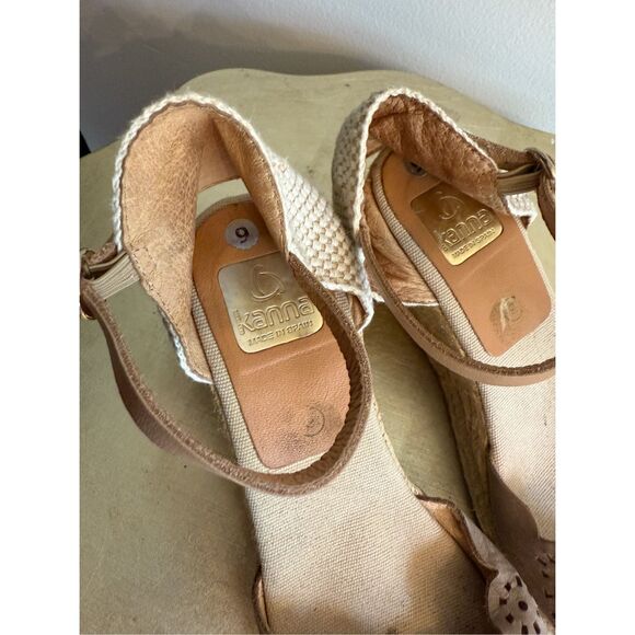 Kanna‎ Espadrilles Spain Open Toe Ankle Strap Tan Beige Size 9 - Picture 4 of 9